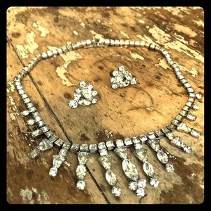 Vintage Rhinestone Necklace & Earings
